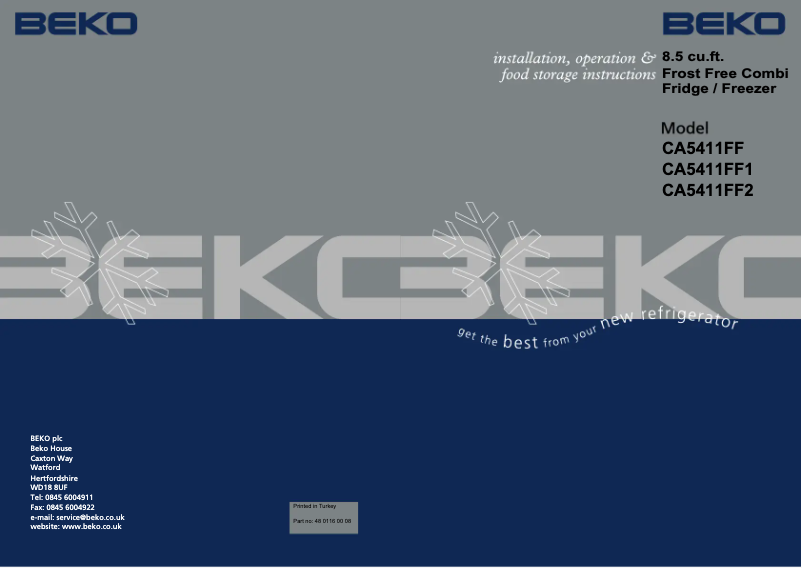 Page 1 de la notice Manuel utilisateur Beko CA5411FF