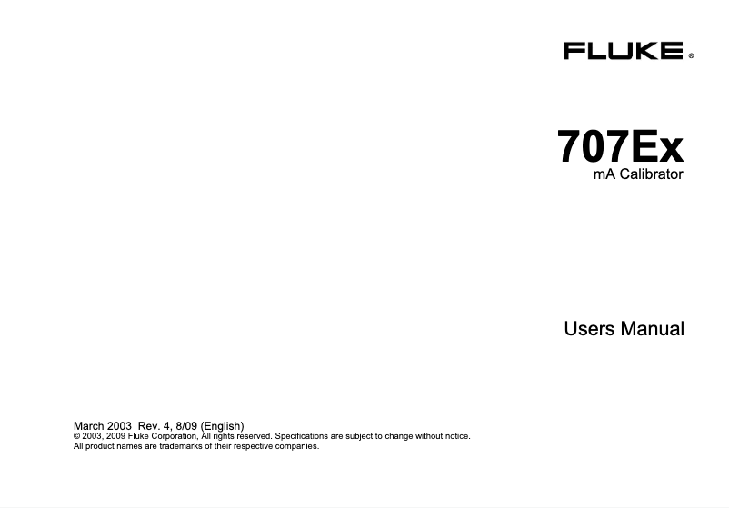 Página 1 del manual Manual de usuario Fluke 707Ex