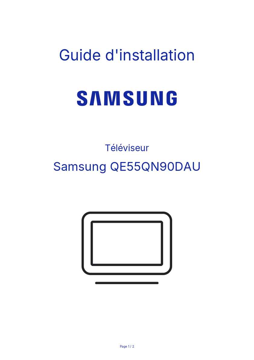 Page n°1 - Guide d'installation Samsung QE55QN90DAU