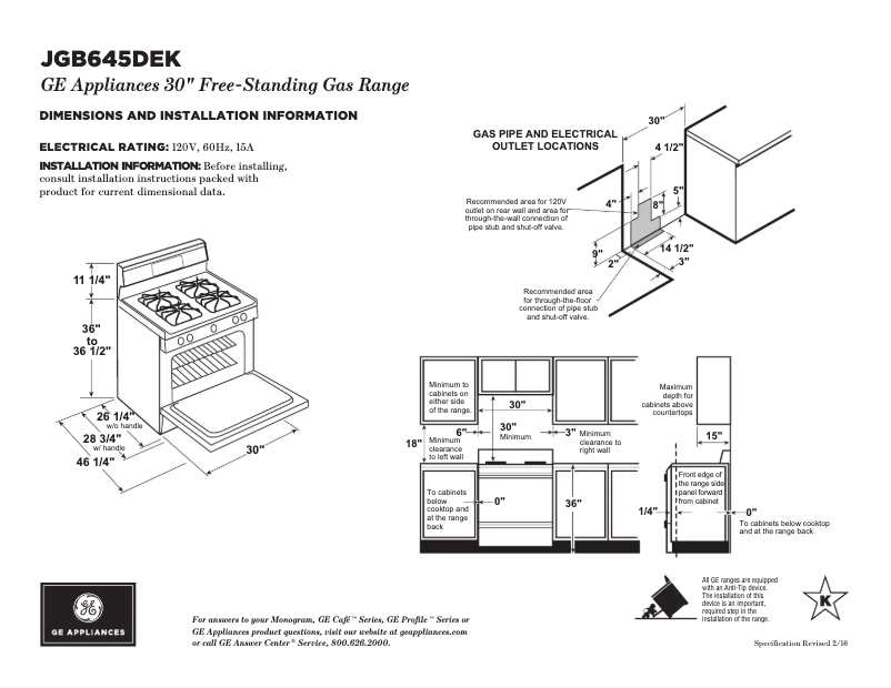Image de la première page du manuel de l'appareil JGB645DEKBB