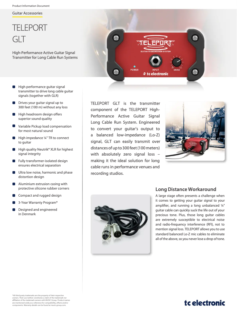 Page 1 de la notice Manuel utilisateur TC Electronic Teleport GLT