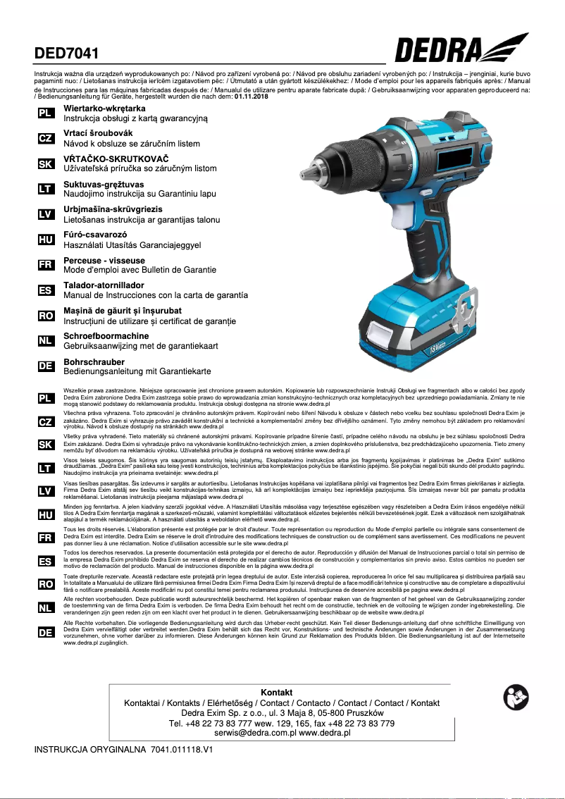 Image de la première page du manuel de l'appareil DED7041
