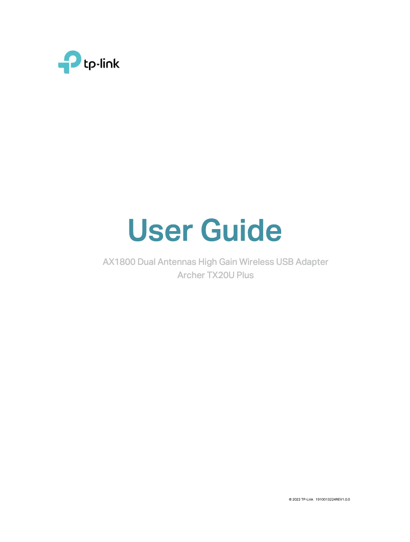 Page n°1 - Manuel utilisateur TP-Link Archer TX20U Plus