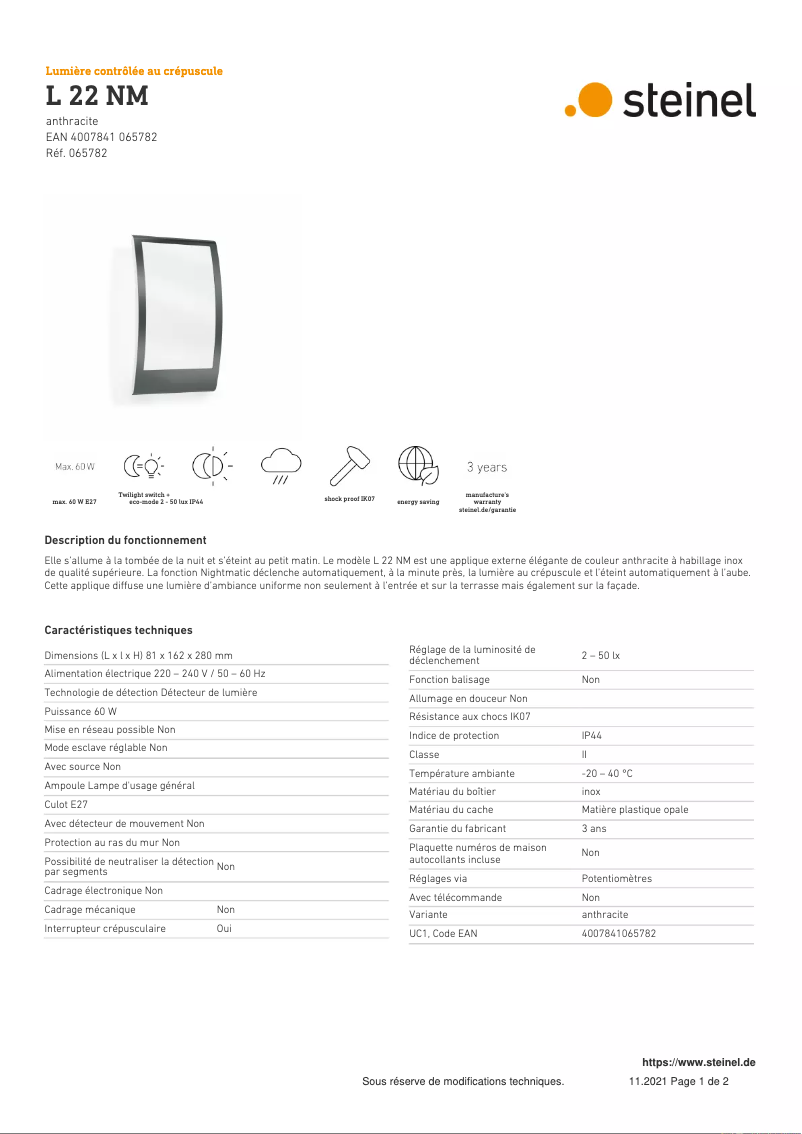 Image de la première page du manuel de l'appareil L 22