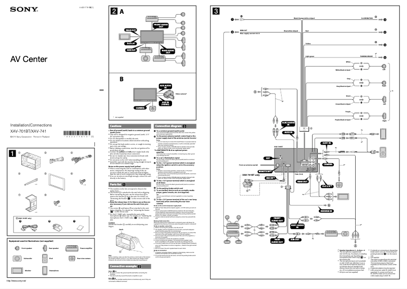 Page n°1 - Guide d'installation Sony XAV-741