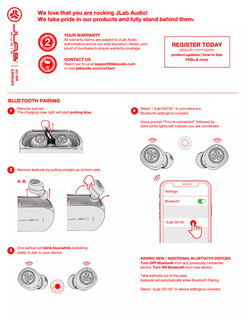 Page 1 de la notice Manuel utilisateur JLab Go Air