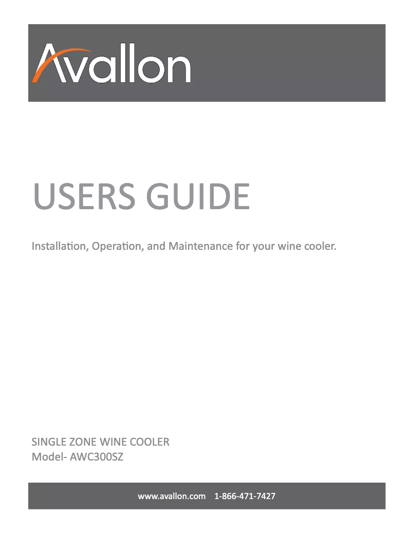 Page n°1 - Manuel utilisateur Avallon AWC300SZ