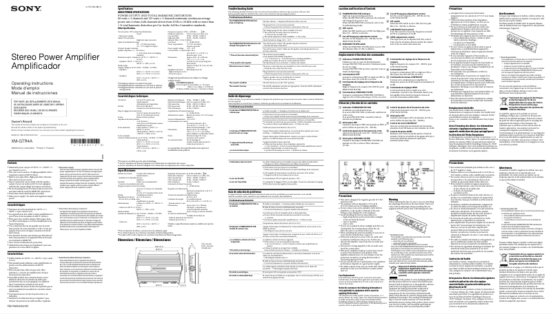 Image de la première page du manuel de l'appareil XM-GTR4A