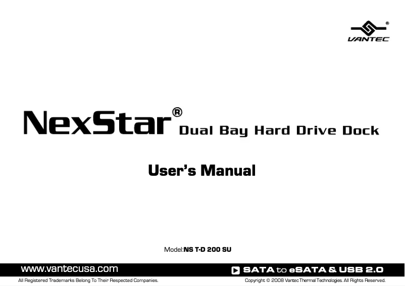 Image de la première page du manuel de l'appareil NexStar NST-D200SU