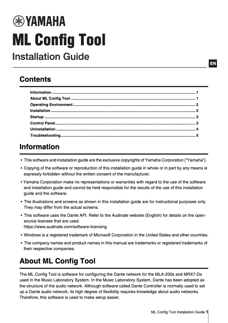 Page 1 de la notice Guide d'installation Yamaha MRX7-D