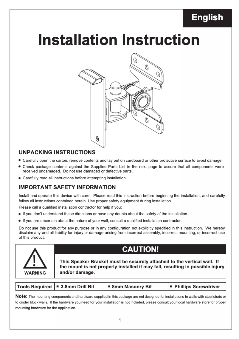 Page n°1 - Manuel utilisateur Techly ICA-SP SSWL01