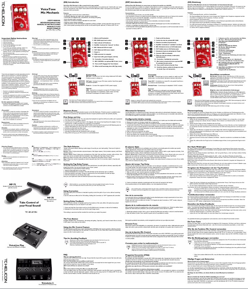 Page n°1 - Manuel utilisateur TC Helicon Mic Mechanic