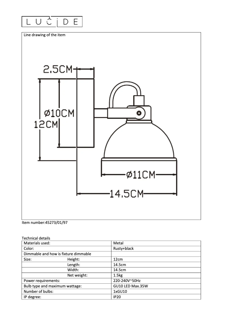 Page n°1 - Manuel utilisateur Lucide Damian 45273/01/97