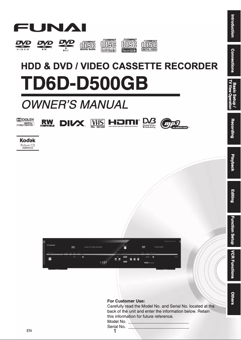 Image de la première page du manuel de l'appareil TD6D-D500GB