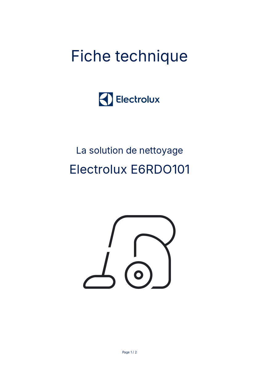 Page n°1 - Fiche technique Electrolux E6RDO101