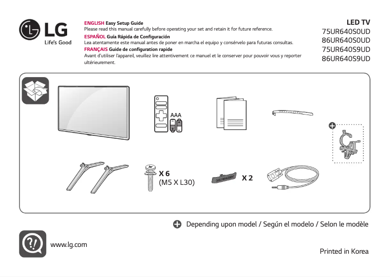 Page n°1 - Manuel utilisateur LG 75UR640S0UD