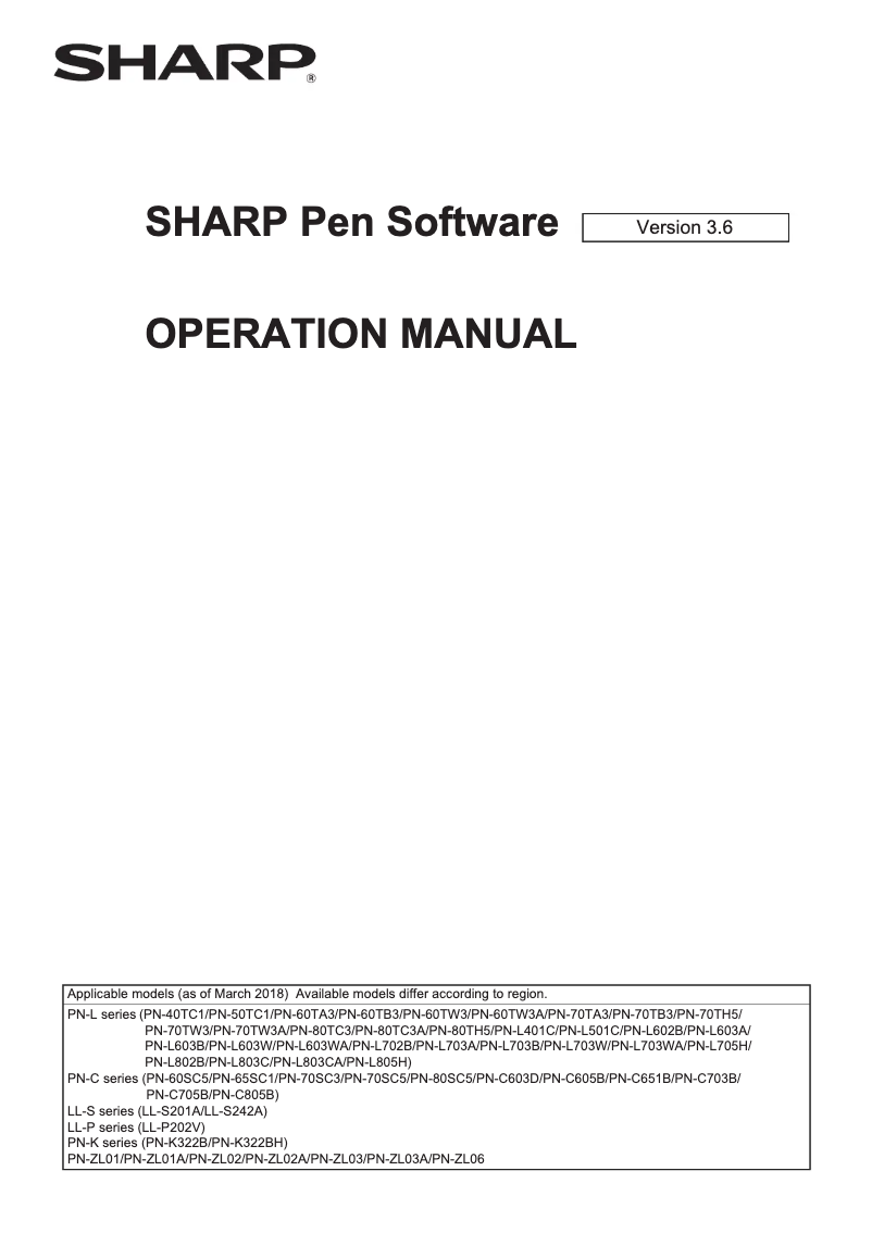 Page 1 de la notice Manuel utilisateur Sharp PN-ZL03A
