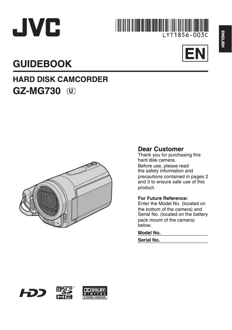 Page n°1 - Manuel utilisateur JVC Everio GZ-MG730