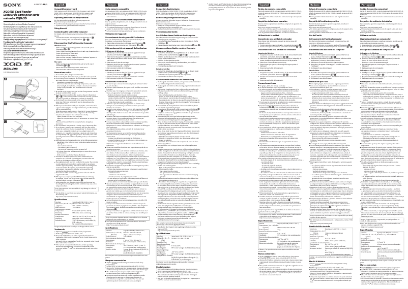 Página 1 del manual Manual de usuario Sony MRW-E90