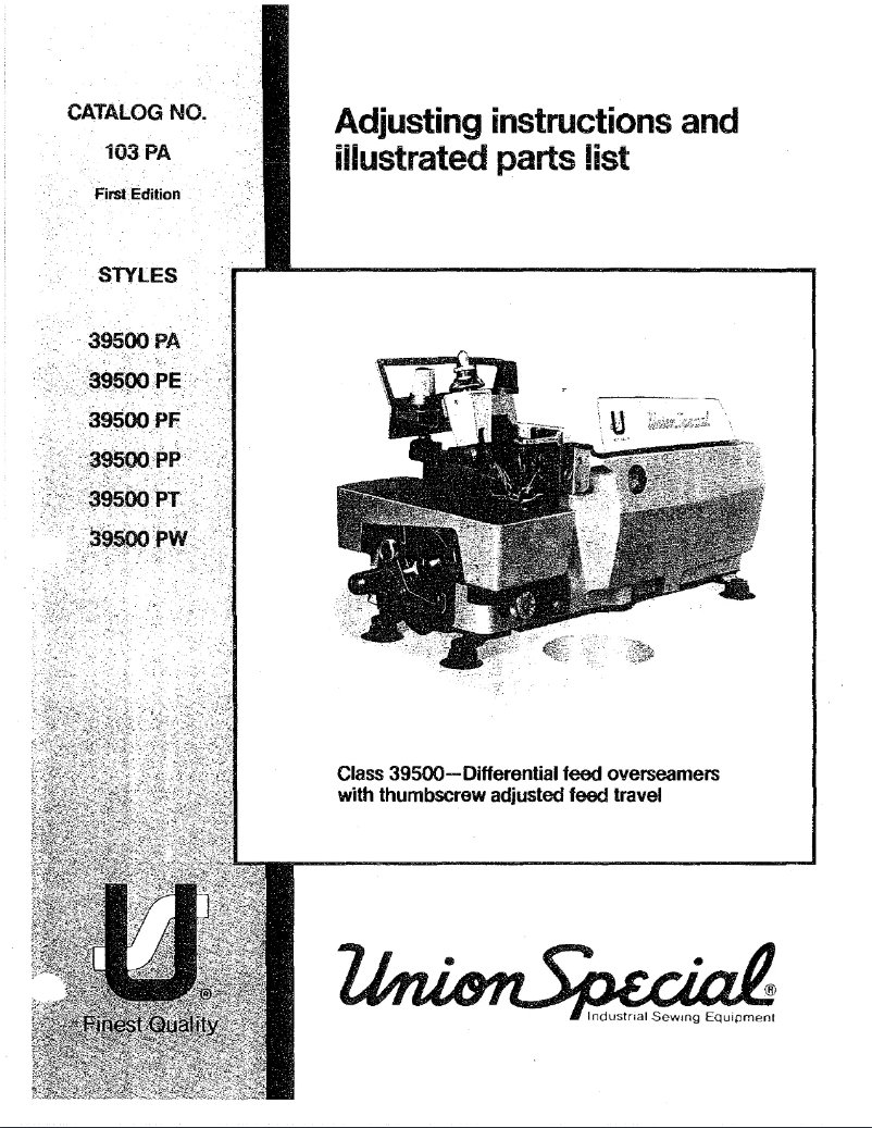 Page 1 de la notice Manuel utilisateur Union Special 39500PE