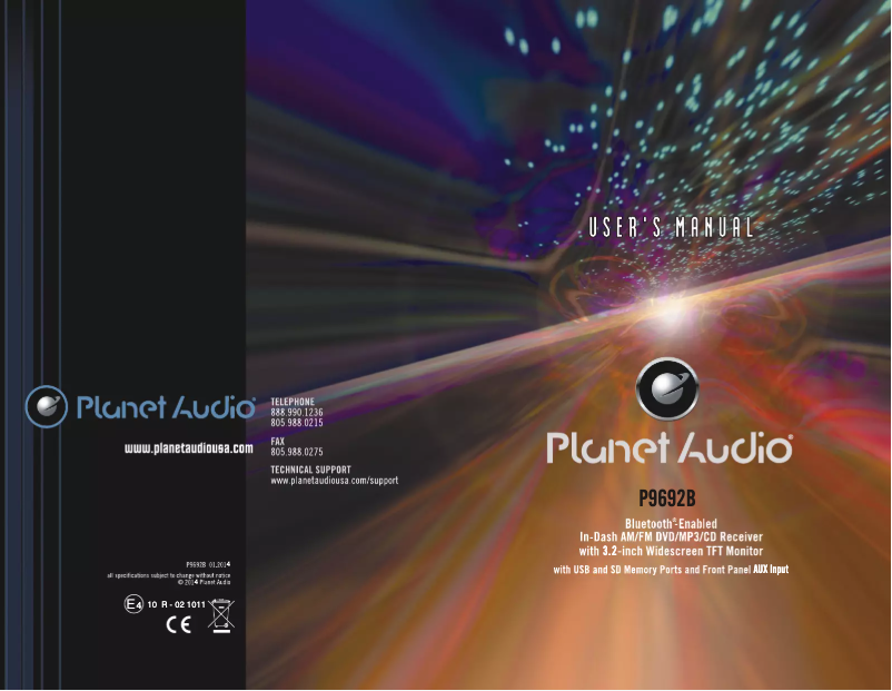 Page 1 de la notice Manuel utilisateur Planet Audio P9692B