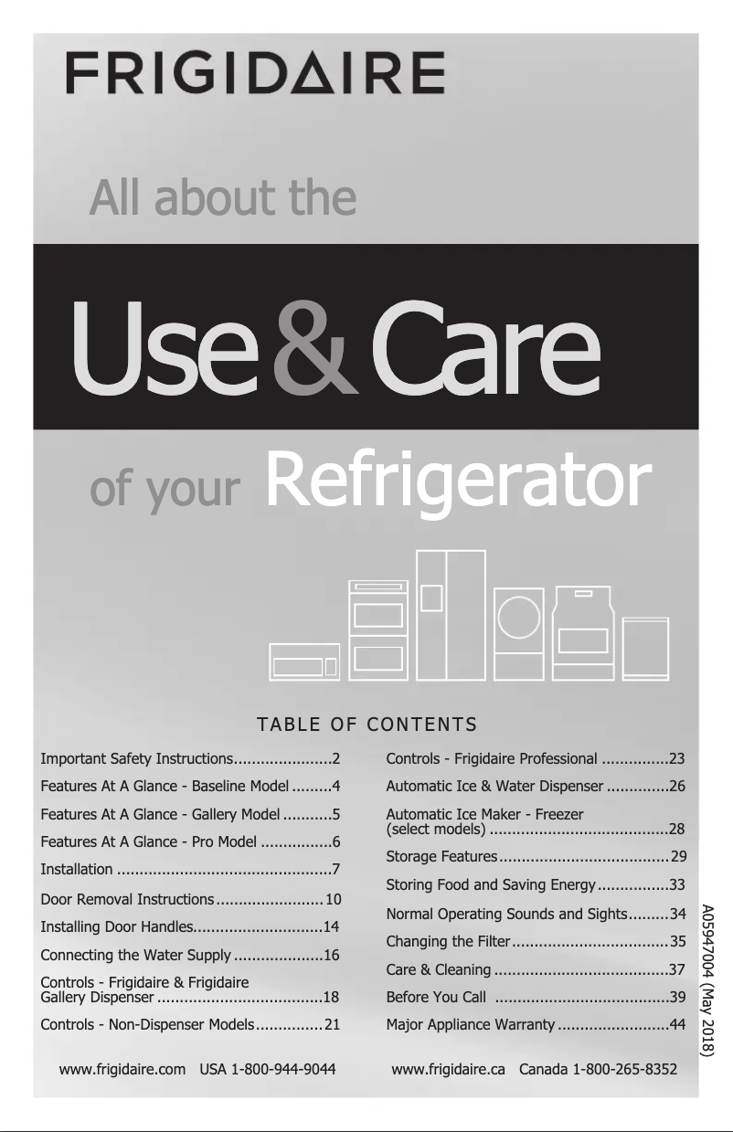 Page n°1 - Manuel utilisateur Frigidaire FPBG2278UF