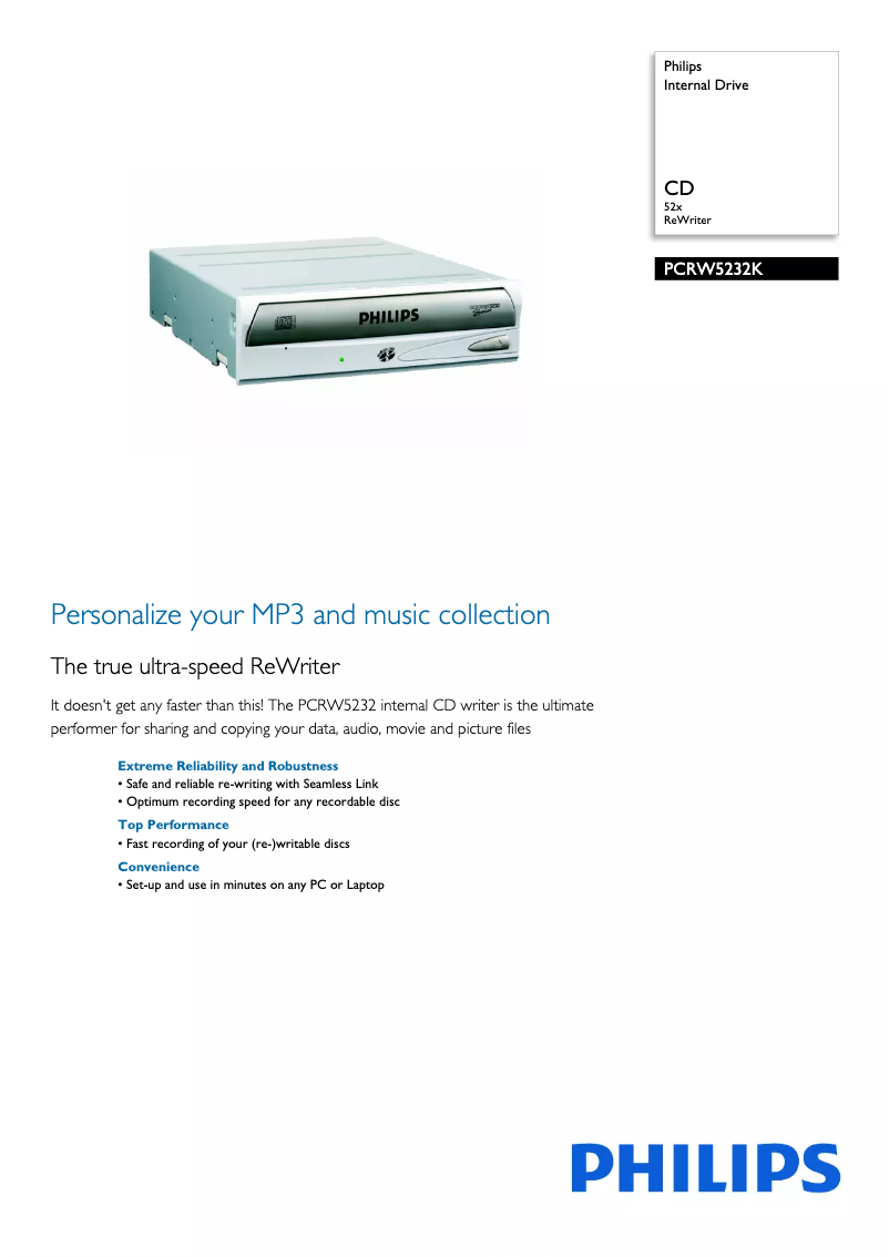 First page image of the manual for PCRW5232K