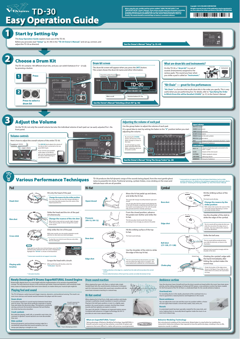Page n°1 - Guide de démarrage rapide Roland TD-30