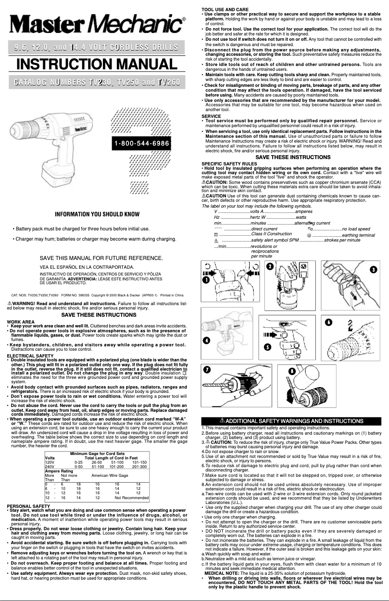 Page 1 de la notice Manuel utilisateur Black & Decker TV260