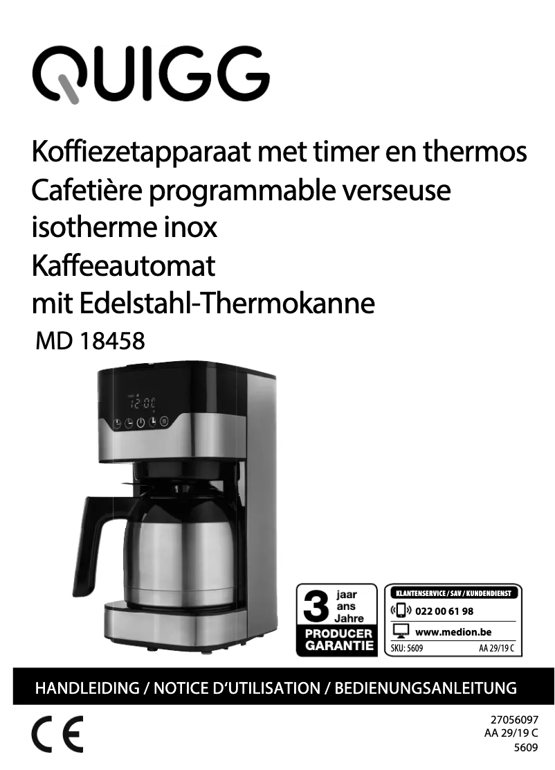 Image de la première page du manuel de l'appareil MD 18458