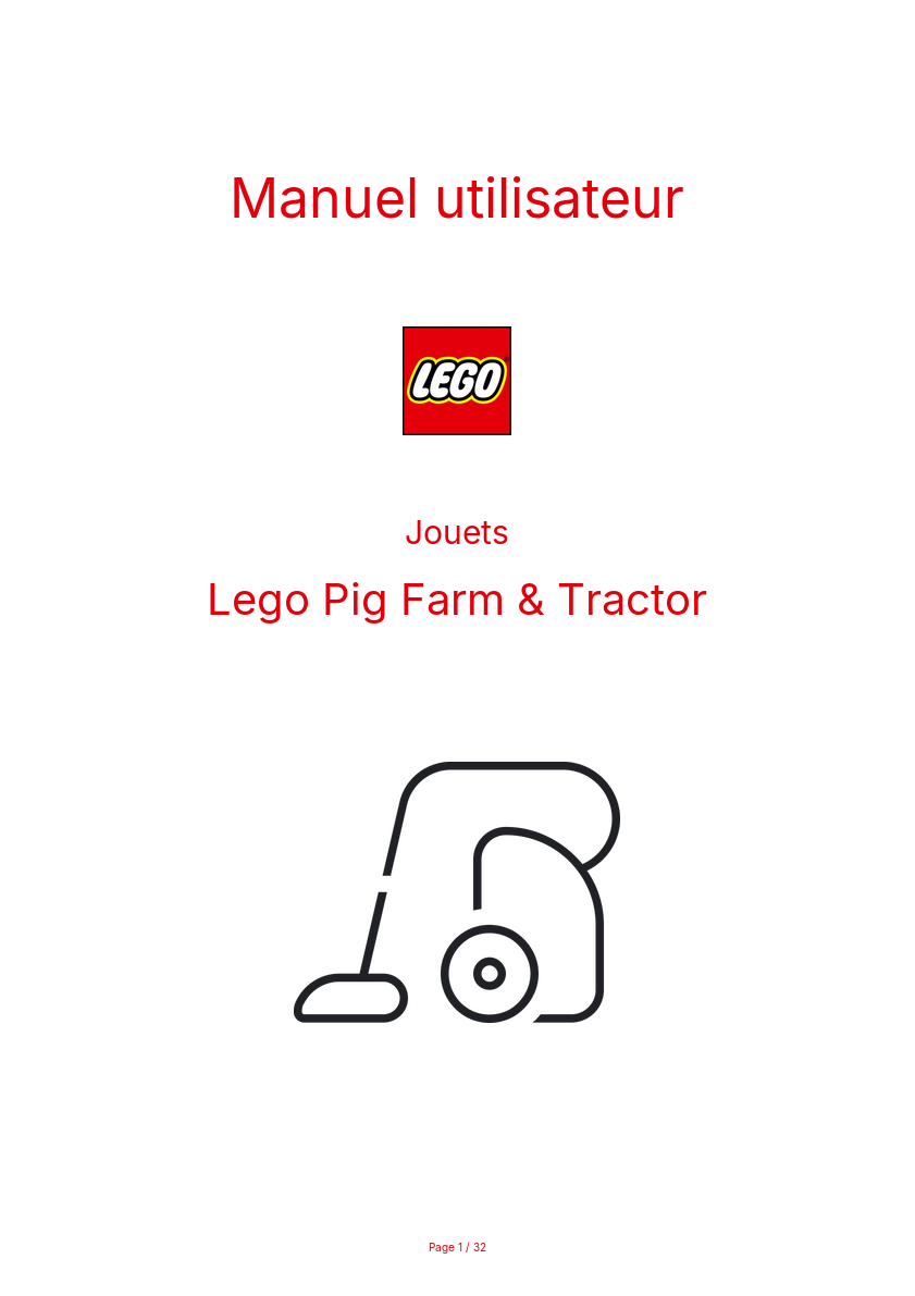 Page n°1 - Manuel utilisateur Lego Pig Farm & Tractor