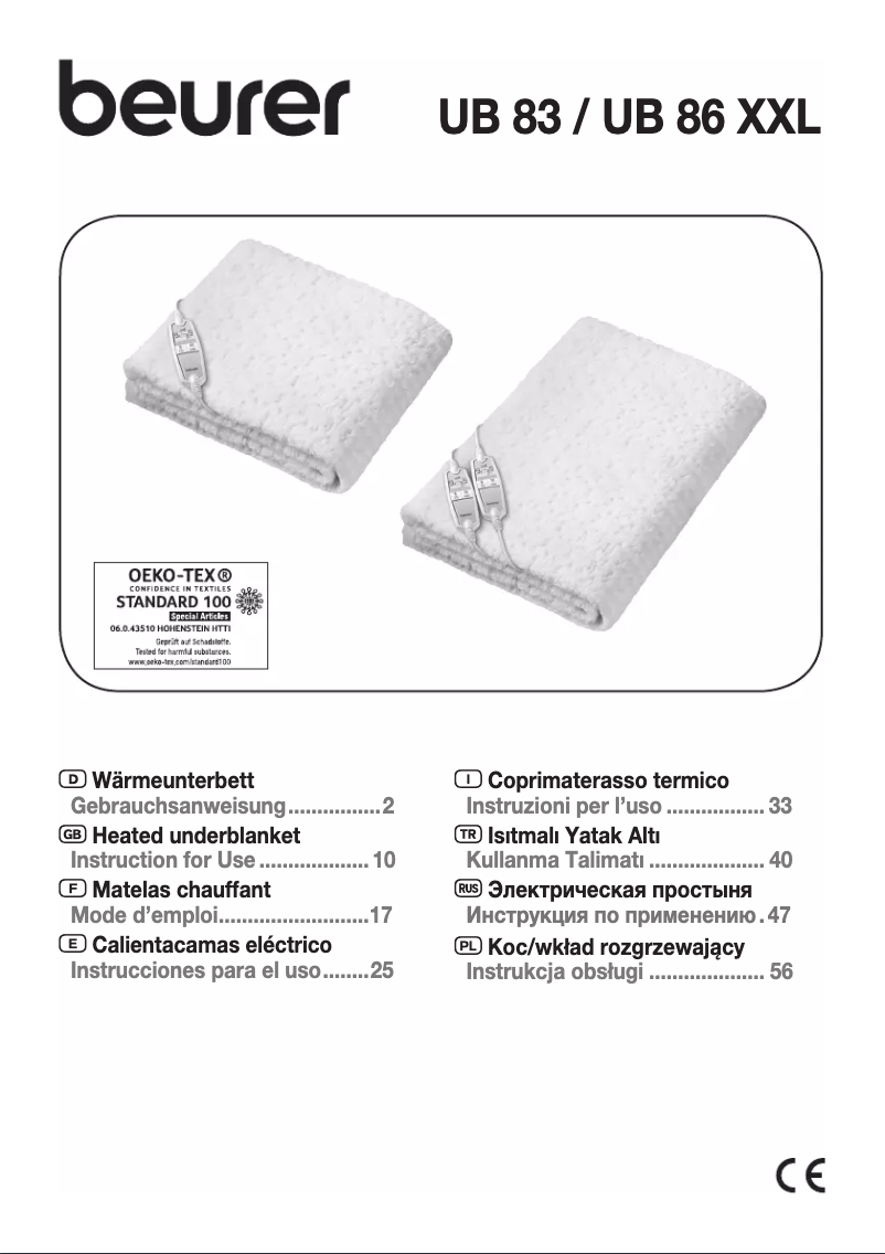Page 1 de la notice Mode d'emploi Beurer UB 83 Teddy Single