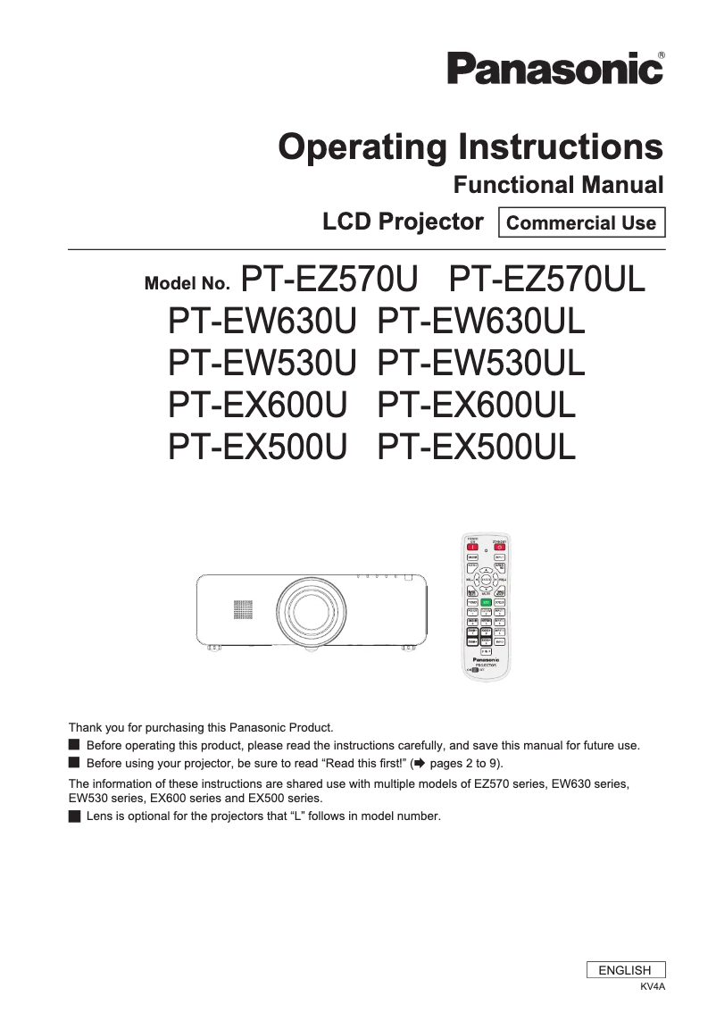 Página 1 del manual Manual de usuario Panasonic PT-EZ570U