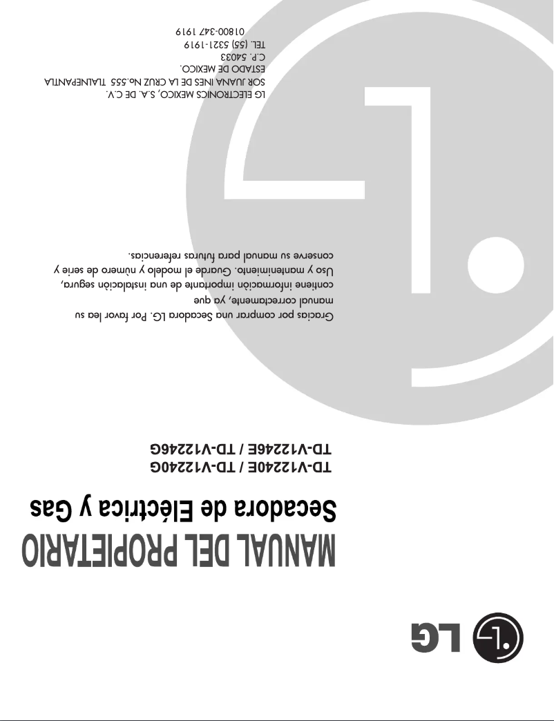 Page n°1 - Manuel utilisateur LG TD-V10246G