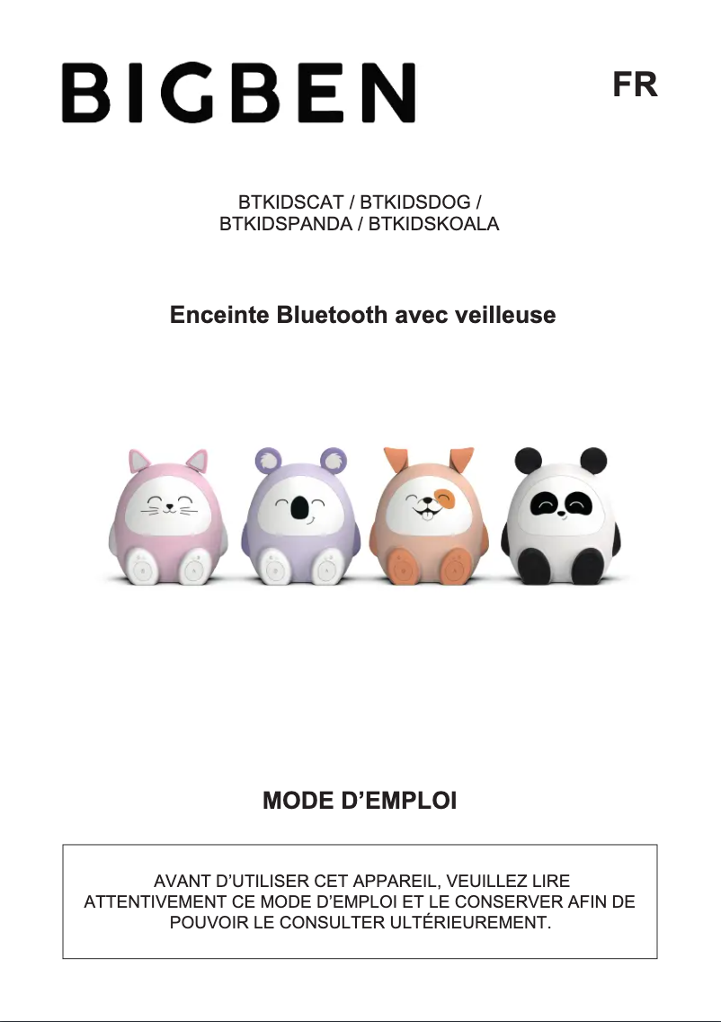 Page n°1 - Manuel utilisateur Bigben BTKIDSCAT
