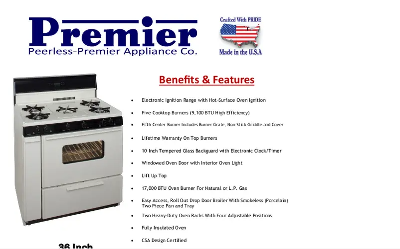 Page 1 de la notice Fiche technique Premier SLK249TP