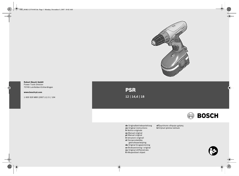 Image de la première page du manuel de l'appareil PSR 14.4