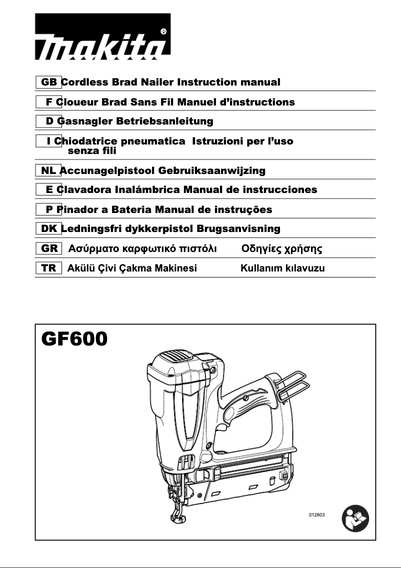 Page 1 de la notice Manuel utilisateur Makita GF600SE