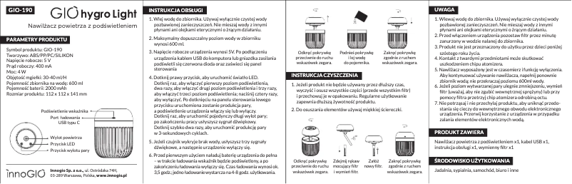 Page 1 de la notice Manuel utilisateur InnoGIO Hygro Light GIO-190