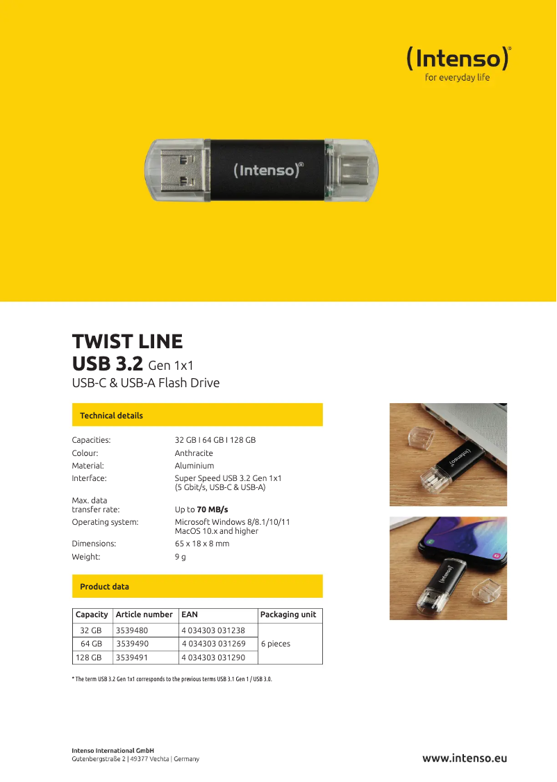 Page n°1 - Manuel utilisateur Intenso Twist Line USB 3.2
