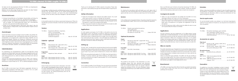 Image de la première page du manuel de l'appareil TG V30d s