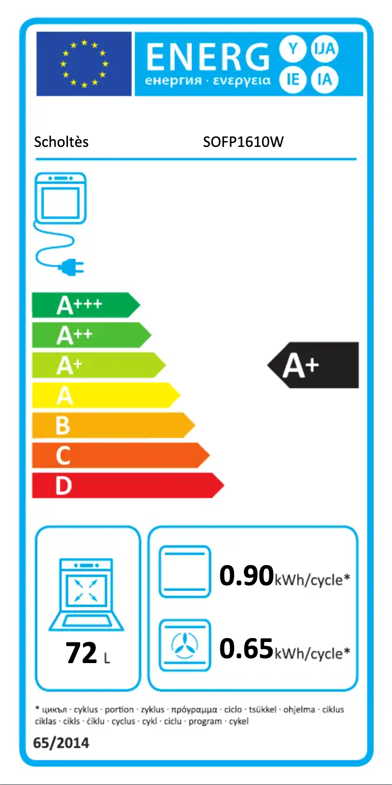 Page n°1 - Label énergétique Scholtès SOFP1610W