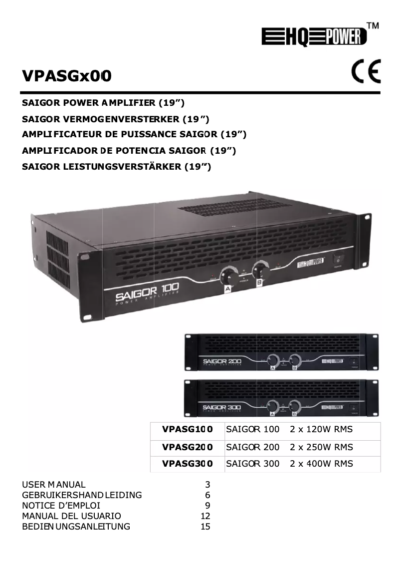 Page n°1 - Manuel utilisateur HQ Power Saigor 100 VPASG100