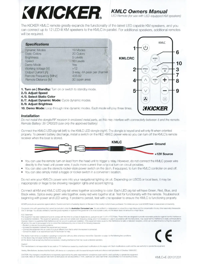 Image de la première page du manuel de l'appareil KMLC