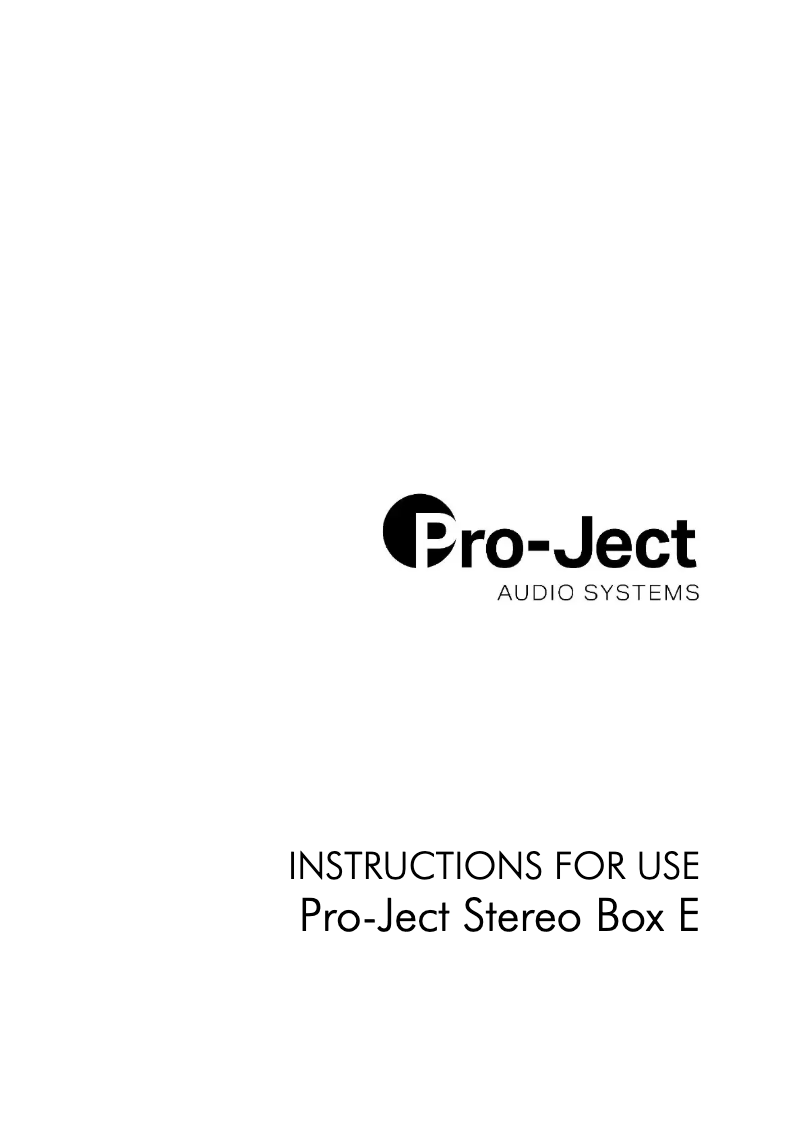 Page n°1 - Manuel utilisateur Pro-Ject Stereo Box