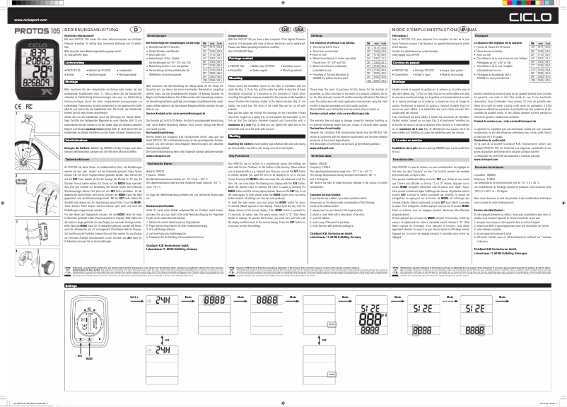 Page n°1 - Manuel utilisateur Ciclo Protos 105