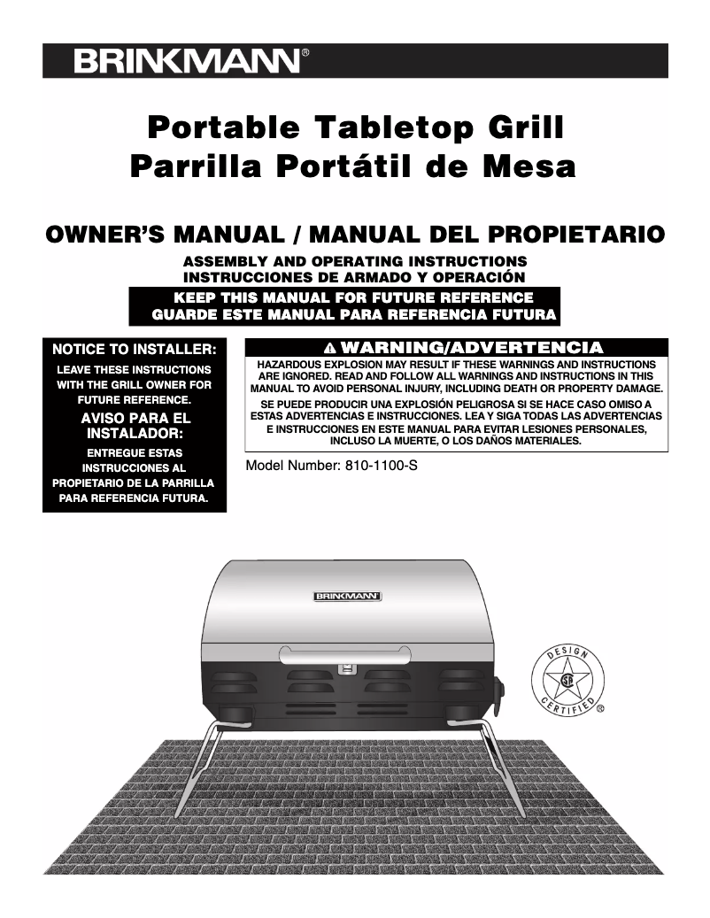 Image de la première page du manuel de l'appareil TableTop Grill