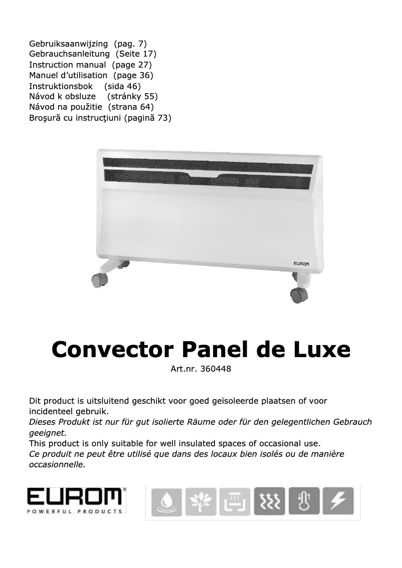 Page n°1 - Manuel utilisateur Eurom Convector Panel de Luxe
