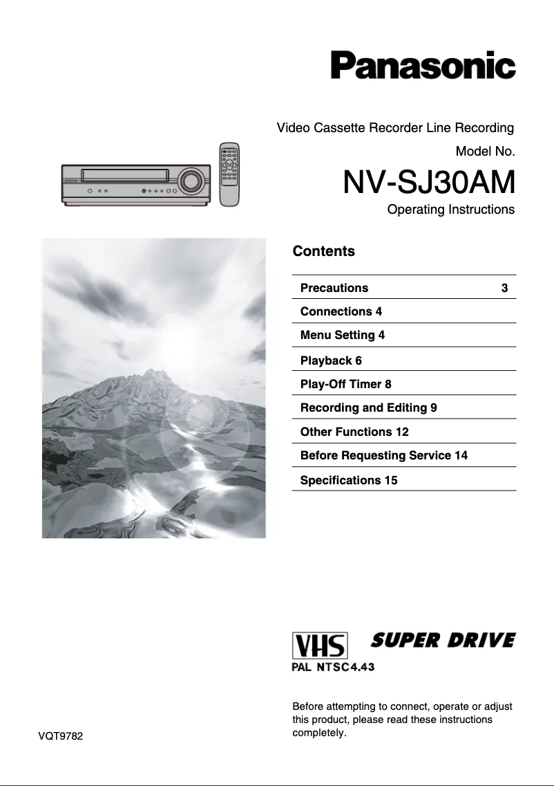 Page n°1 - Manuel utilisateur Panasonic NV-SJ30