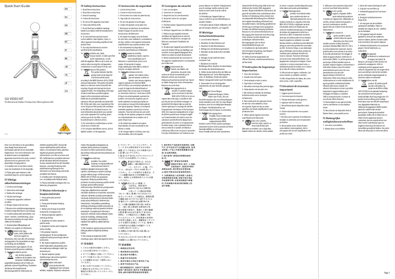 Página 1 del manual Manual de usuario Behringer Go Video Kit